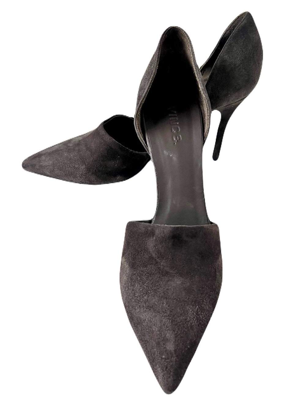 Vince Grey Brown Suede ‘Claire’ d’Orsay Pumps in “Umber”, Size 41